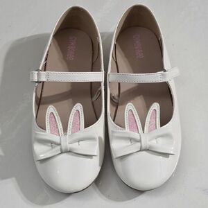 Gymboree Girls White Bunny Rabbit Ears Flats Dress Shoes Size 1